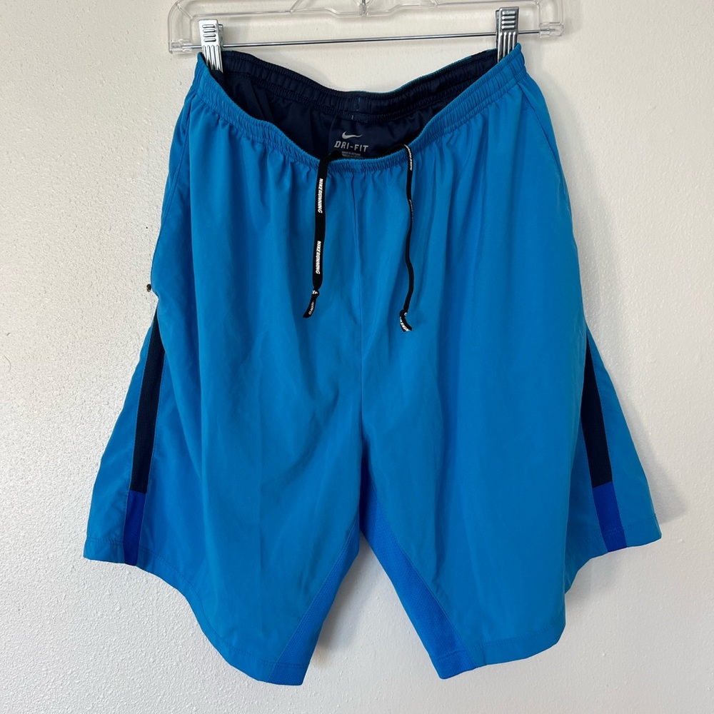 Nike Blue Dri Fit Lined Running Shorts Size Large